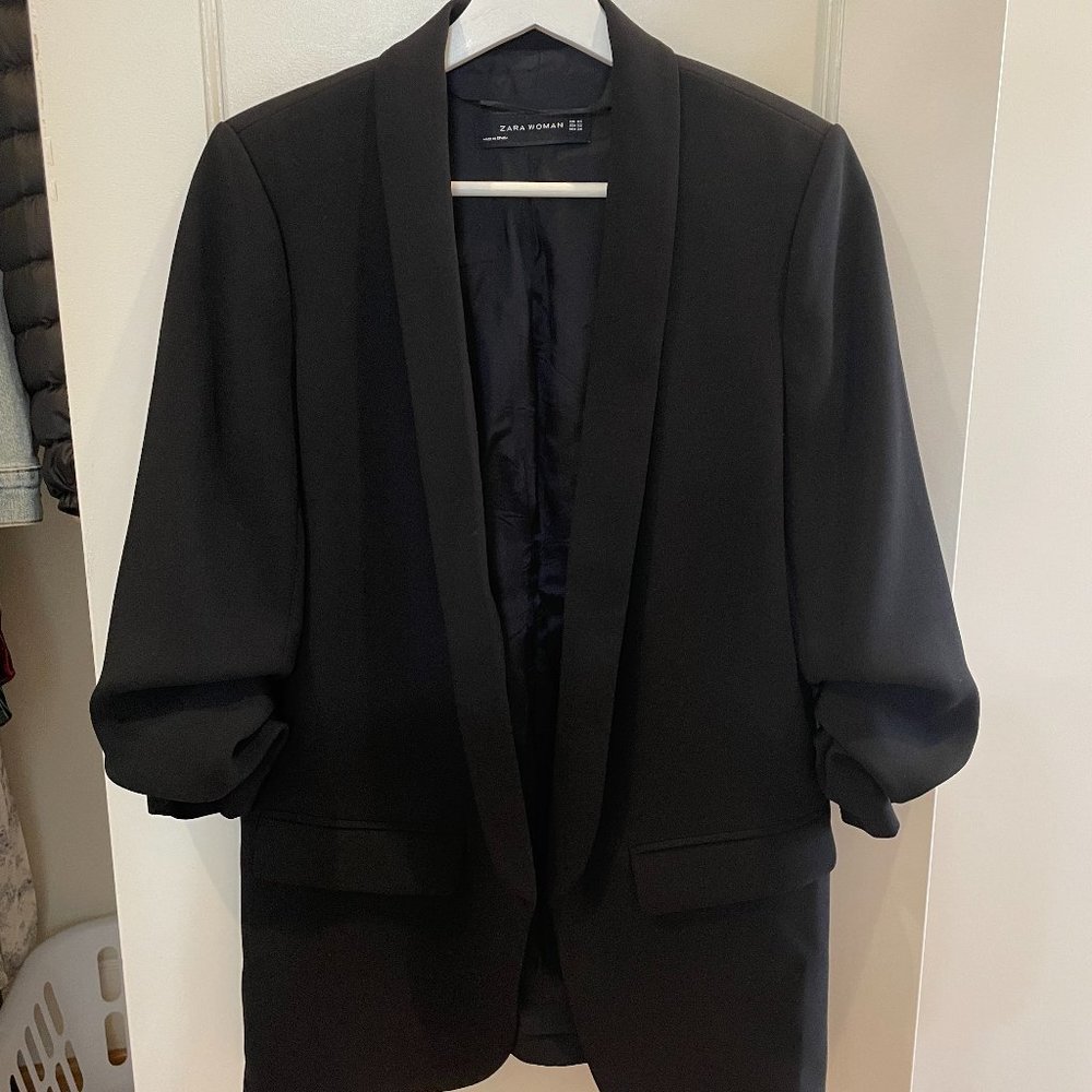 Zara Ruched Sleeve Blazer Size XS